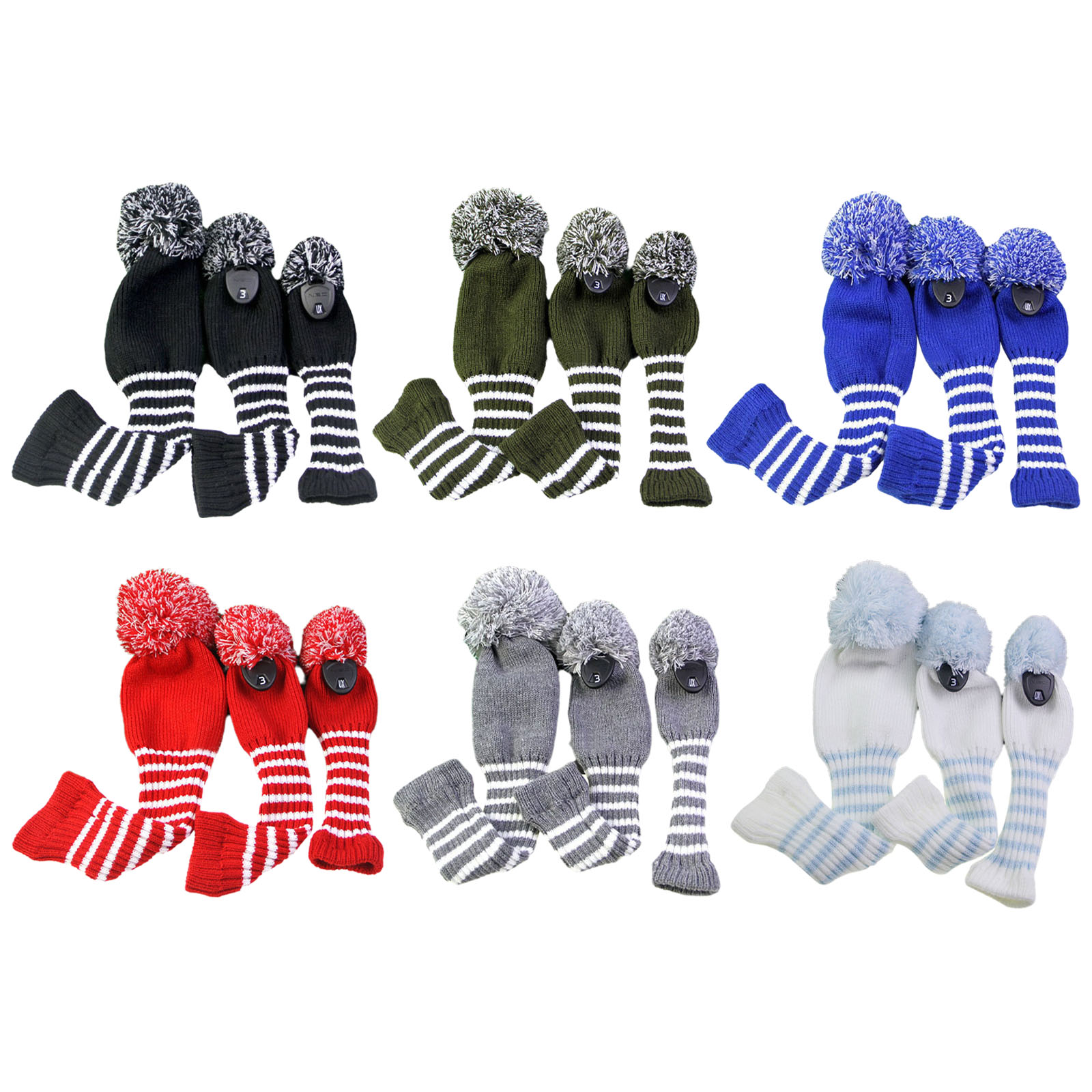 Golf Equipment Kit - Seamless Golf Club Head Covers 3PCS